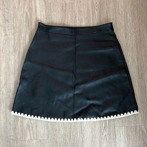 Zara Leather Mini Skirt w Stitched Trim